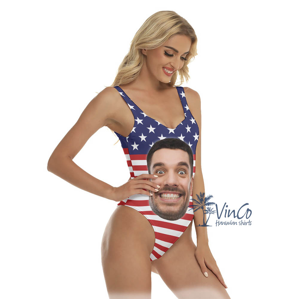 Funny Custom Face Women's Hawaiian Swimsuits