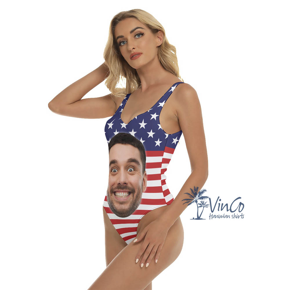 Funny Custom Face Women's Hawaiian Swimsuits