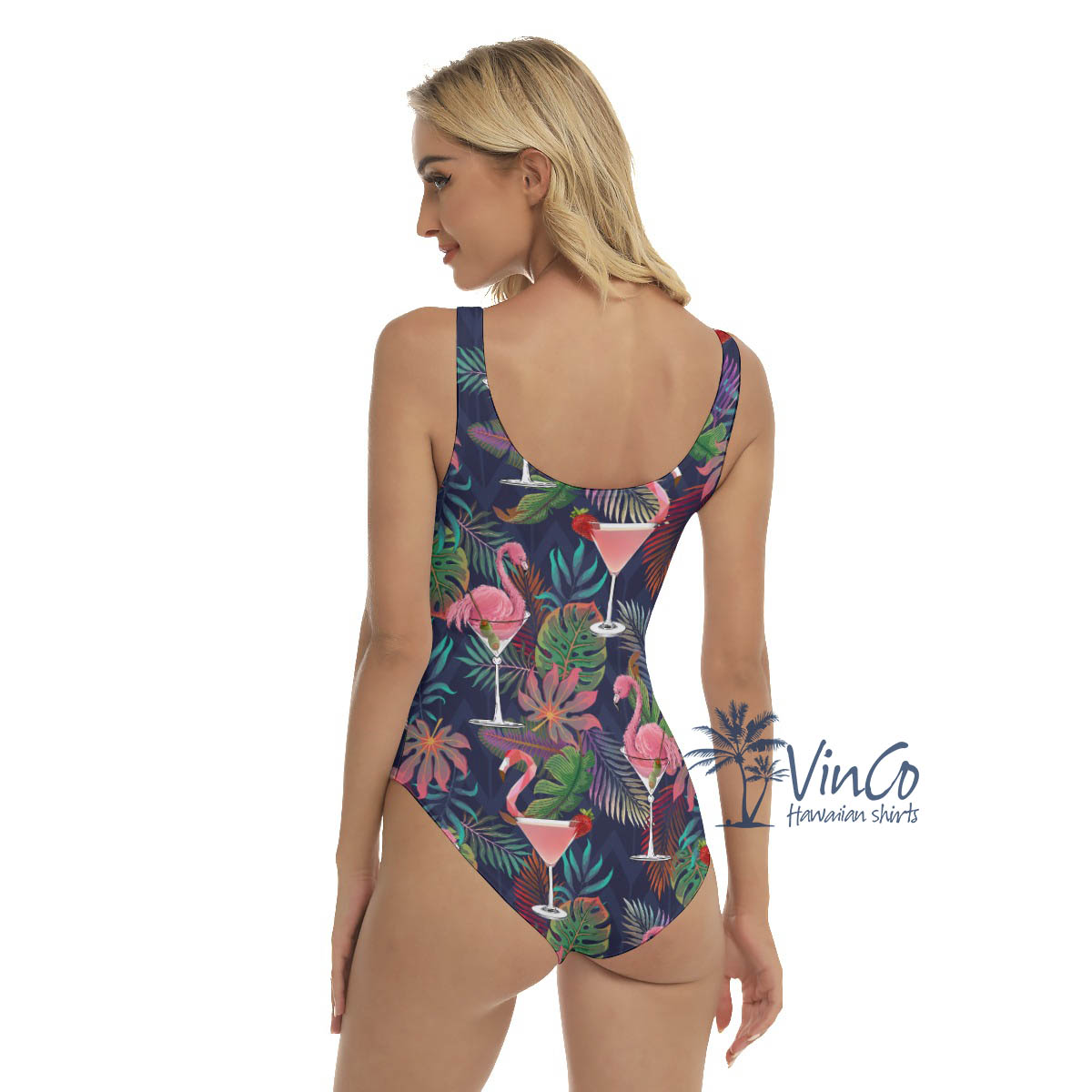 Tropical Flamingo Cocktails Hawaiian Swimsuit For Women