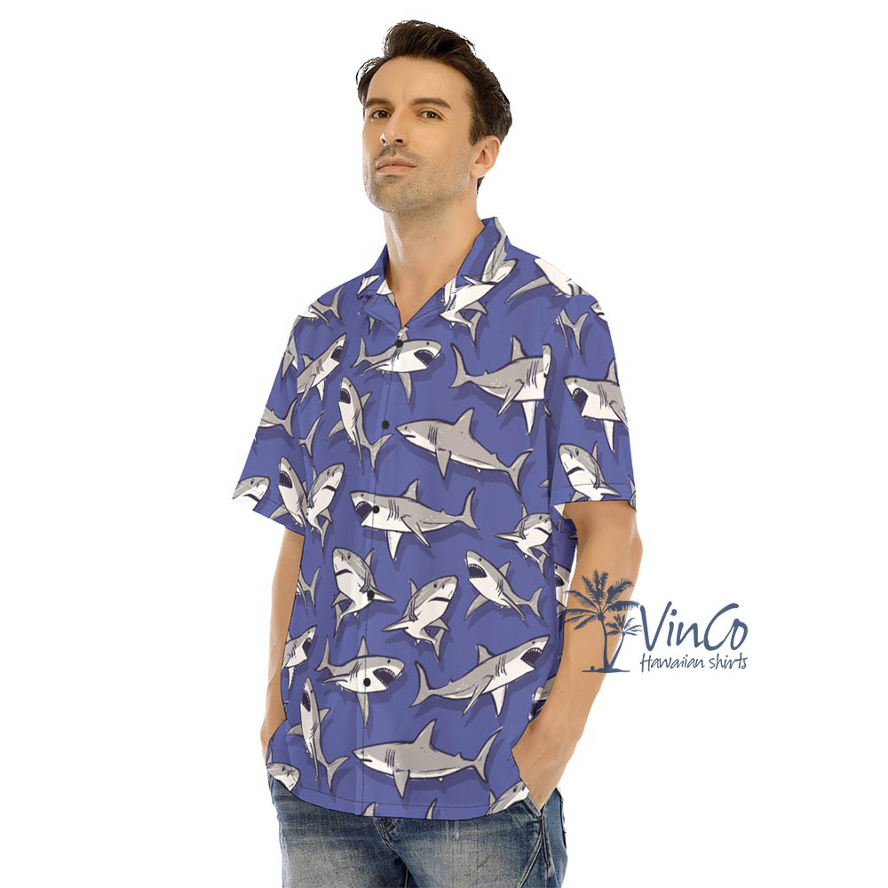 Shark Purple Hawaiian Shirts For Men