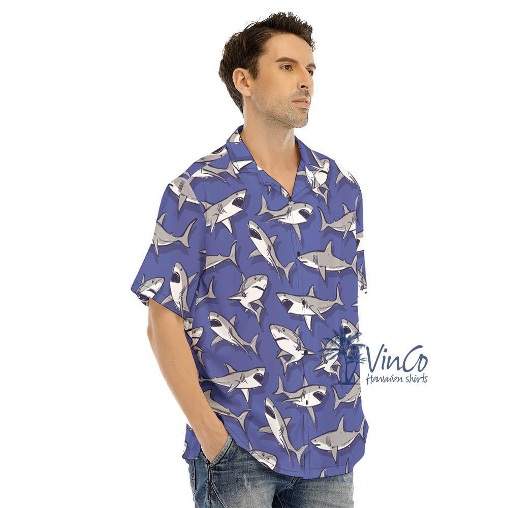 Shark Purple Hawaiian Shirts For Men