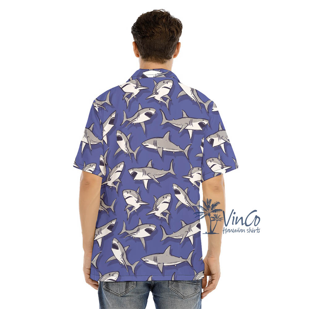 Shark Purple Hawaiian Shirts For Men