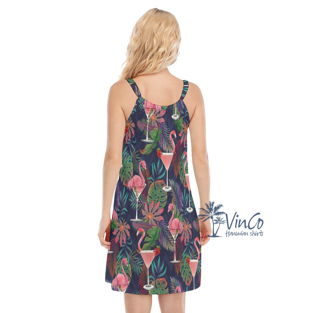 Tropical Pink Flamingo Cocktails Hawaiian Dresses For Women