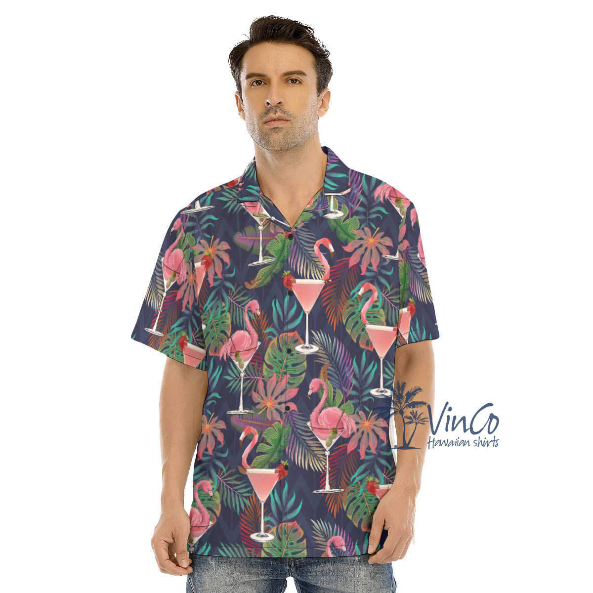 Funny Cocktails Flamingo Hawaiian Shirt - variant image 1
