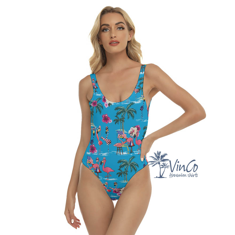 Unique Flamingo Patriotic Hawaiian Swimsuit For Women - variant image 1