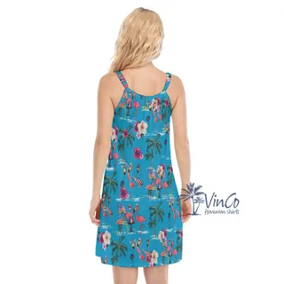 Women's 4th Of July Flamingo Hawaiian Cami Dress