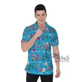 Patriotic Flamingos Hawaiian Polo Shirt For Men