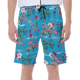 4th Of July Party Flamingo Hawaiian Swim Trunks For Men