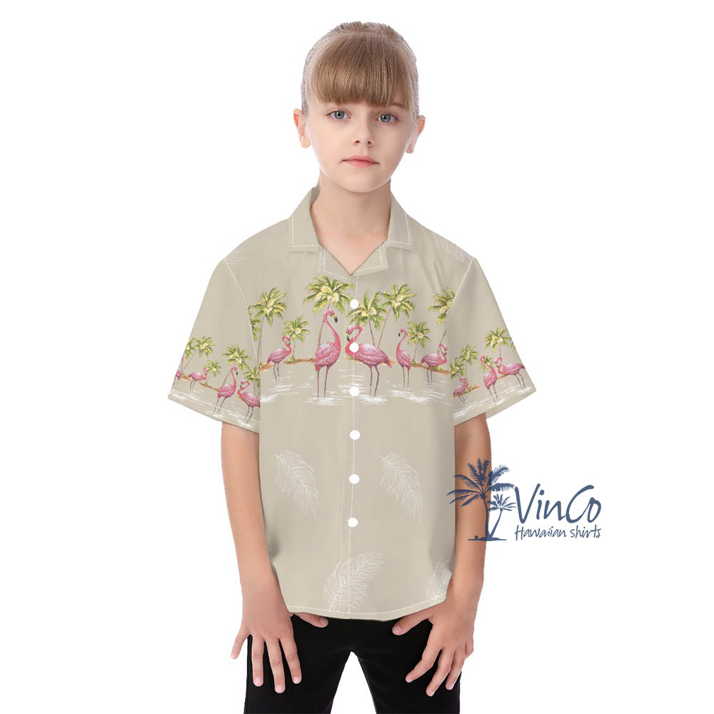 Vintage Flamingo Aloha Shirts For Kids - variant image 1