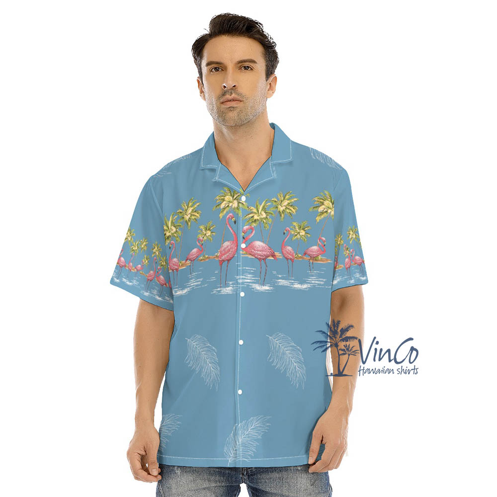Blue Flamingo Aloha Shirt For Men - variant image 1