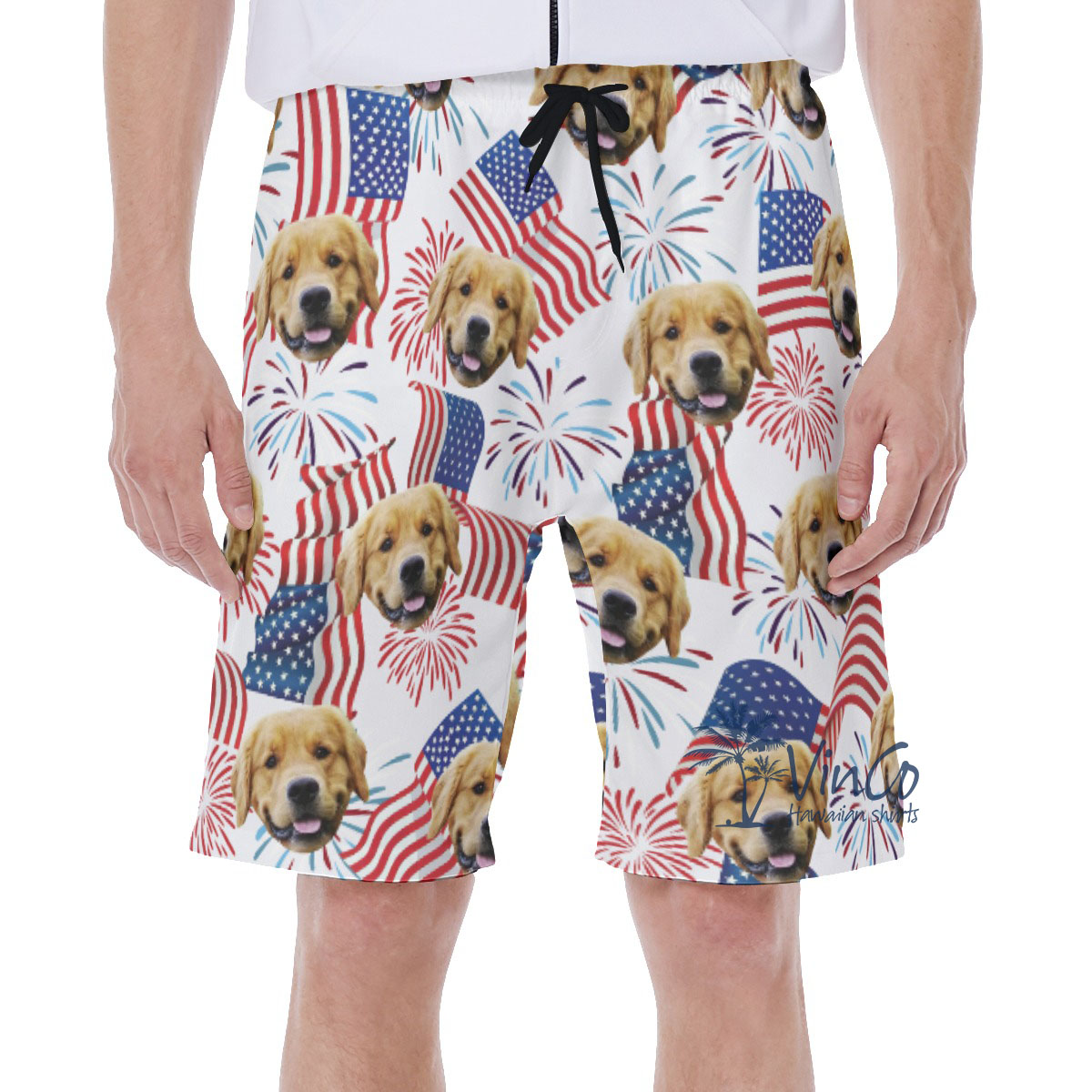 Patriotic Day Men's Hawaiian Shorts With Custom Face - variant image 1