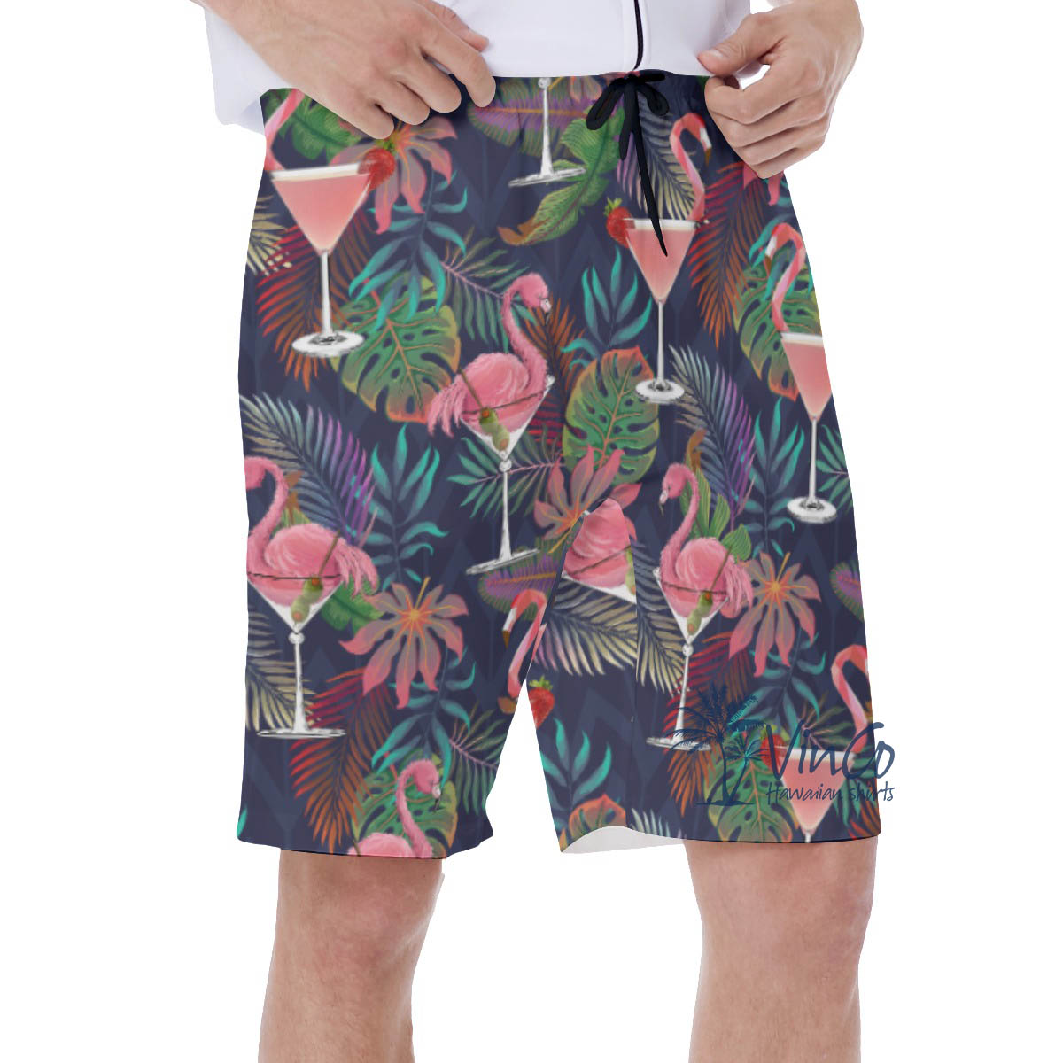 Tropical Cocktails Flamingo Hawaiian Swimwear For Men