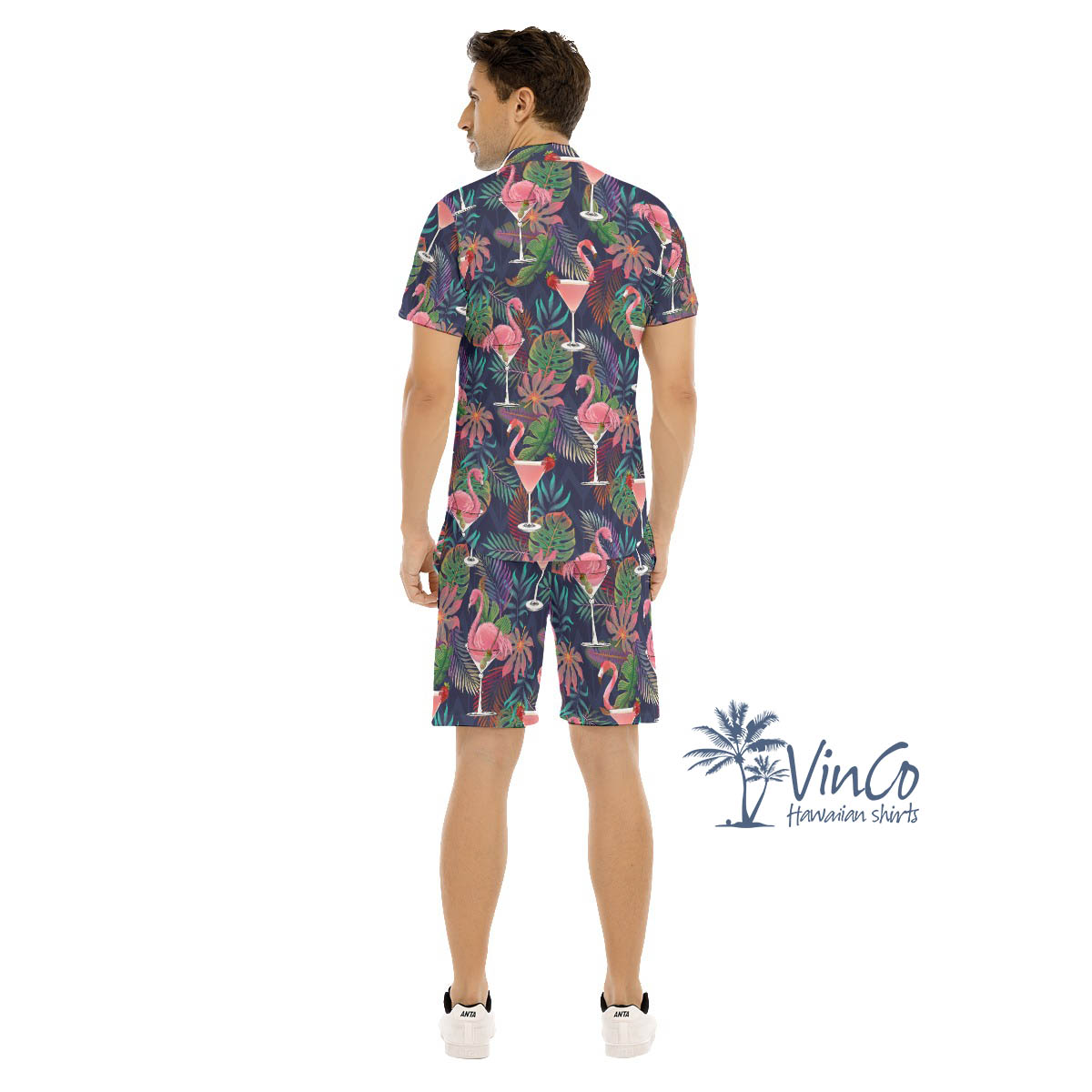 Funny Cocktails Pink Flamingo Hawaiian Shirt And Matching Shorts For Men