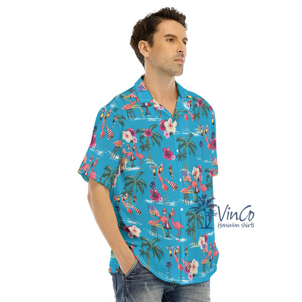 Flamingo Independence Party Hawaiian Shirt For Men