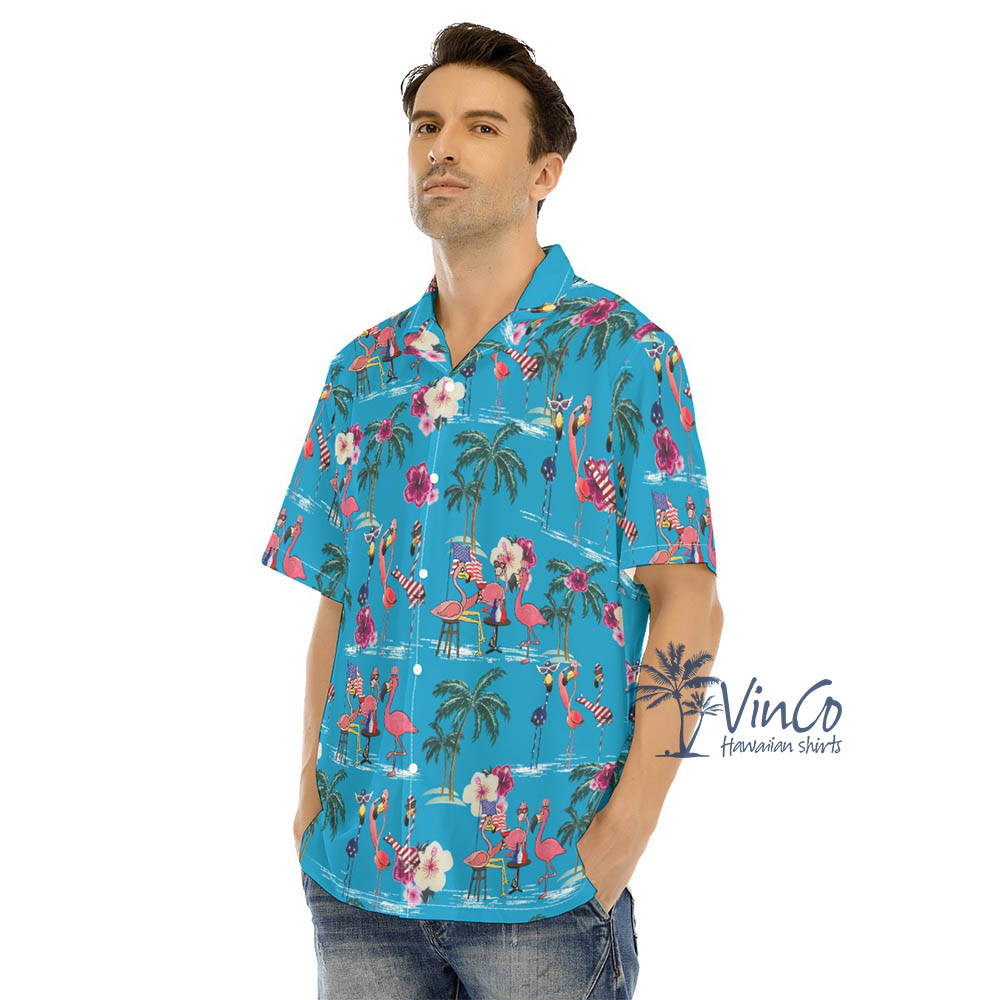 Flamingo Independence Party Hawaiian Shirt For Men