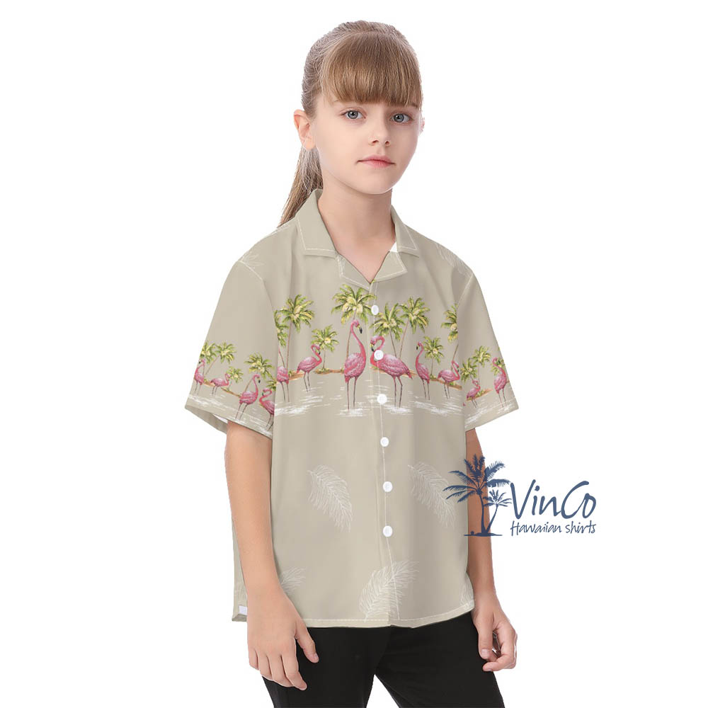 Vintage Flamingo Aloha Shirts For Kids