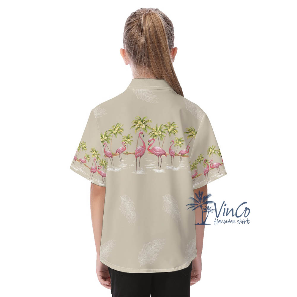 Vintage Flamingo Aloha Shirts For Kids