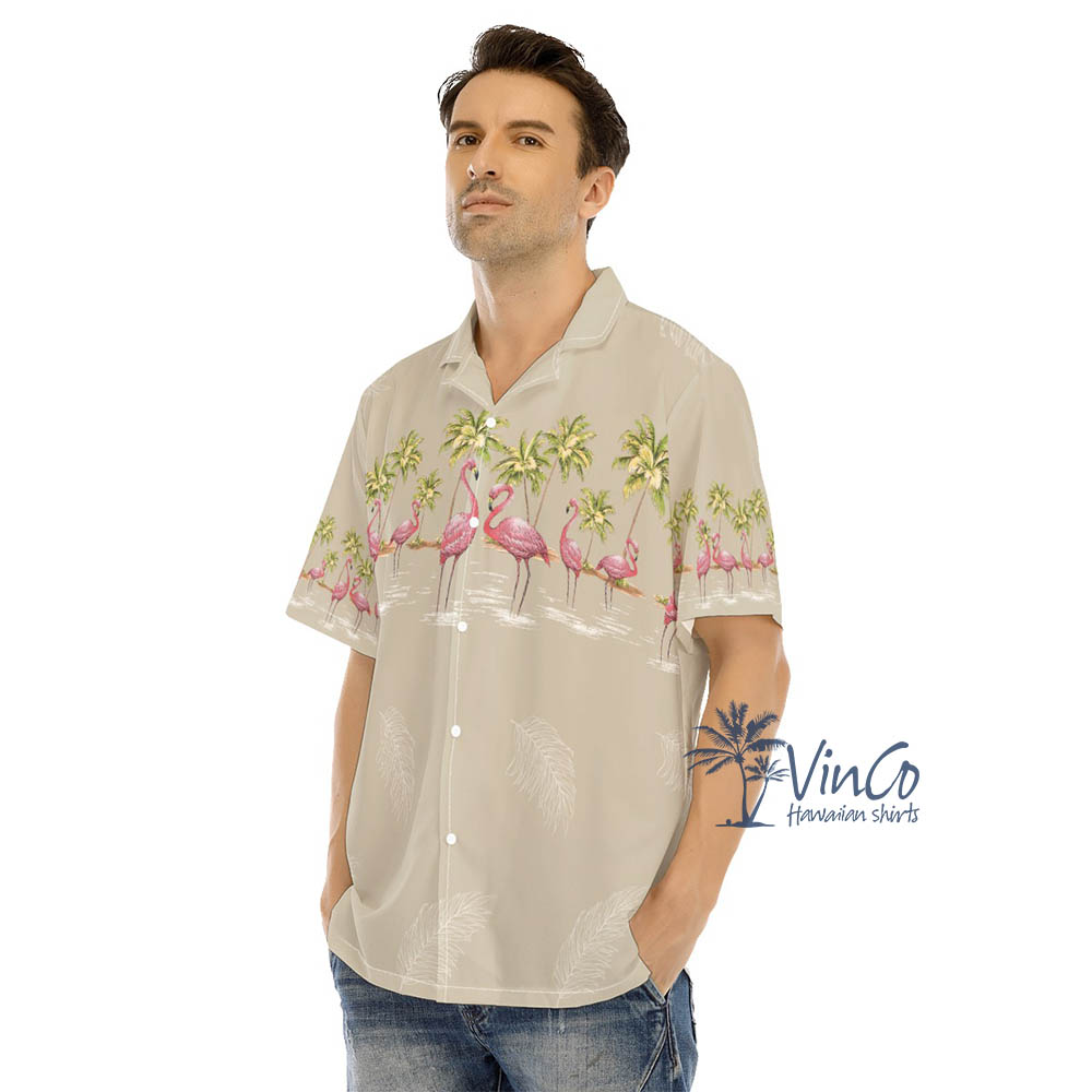 Men's Hawaiian Shirts With Pink Flamingo