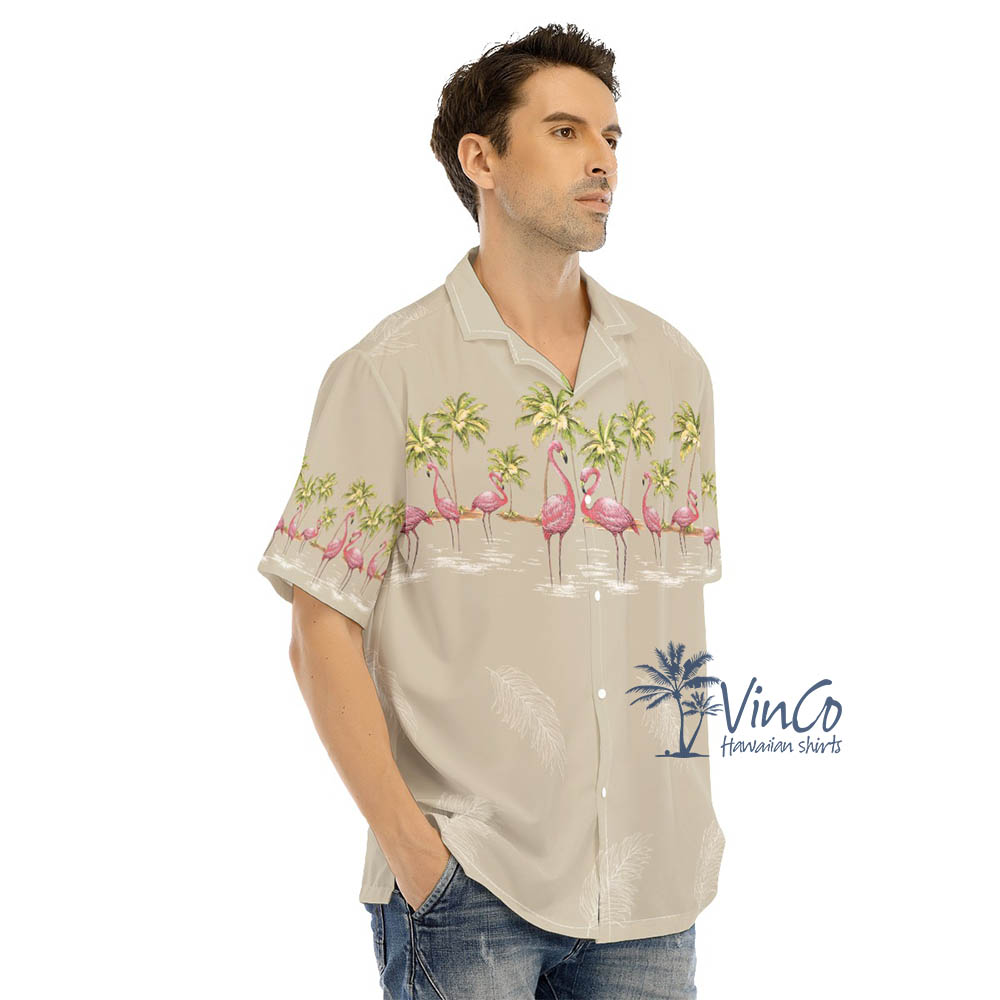 Men's Hawaiian Shirts With Pink Flamingo