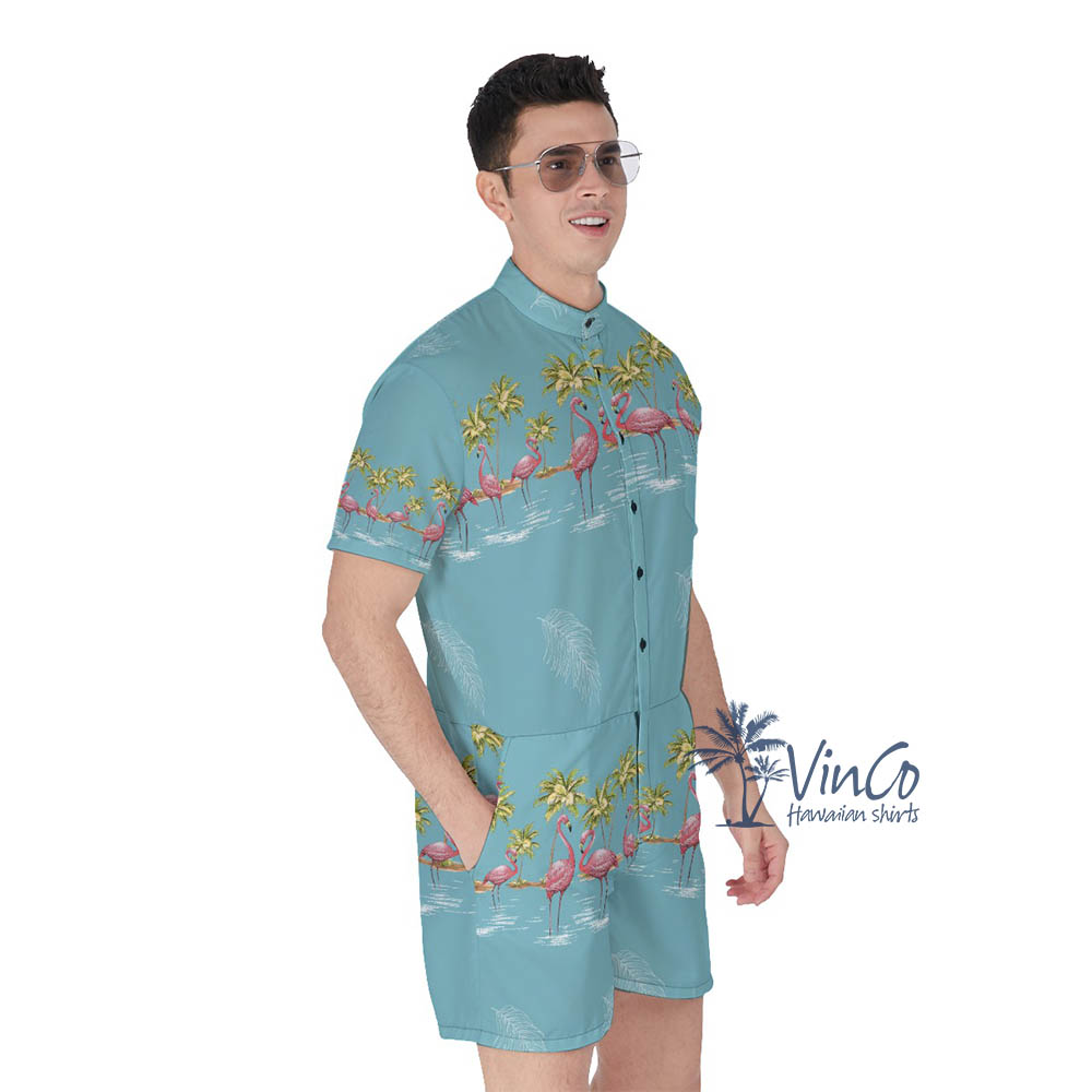 Flamingo Aloha Men's Romper For Summer