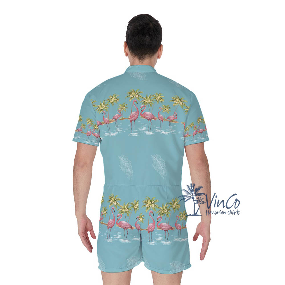 Flamingo Aloha Men's Romper For Summer