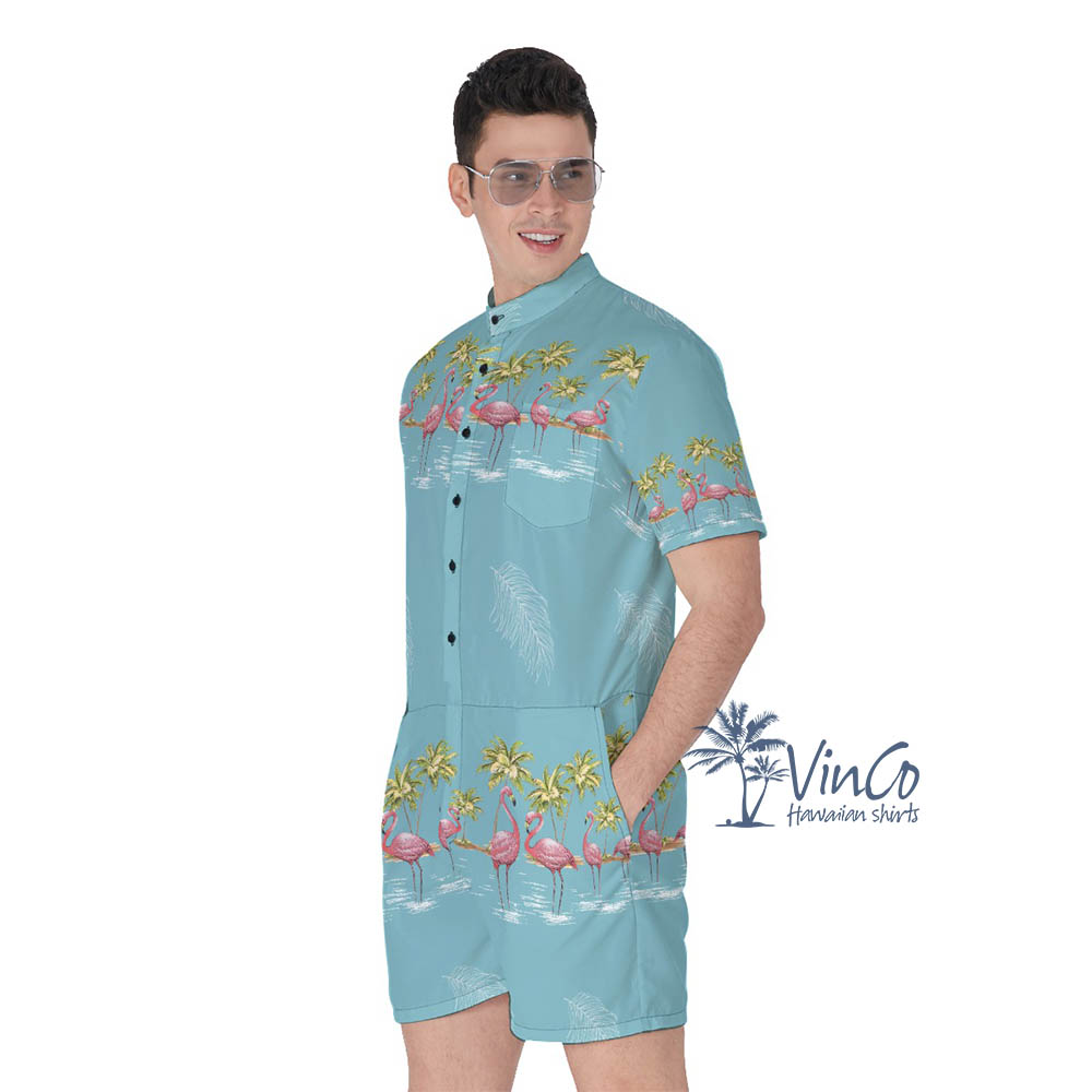 Flamingo Aloha Men's Romper For Summer