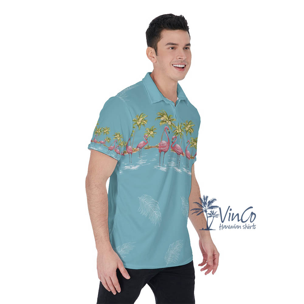 Flamingo Aloha Hawaiian Polo Shirt For Women