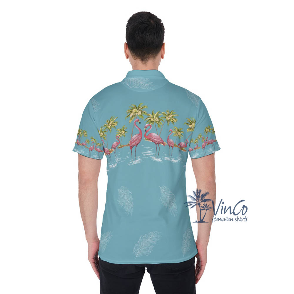 Flamingo Aloha Hawaiian Polo Shirt For Women