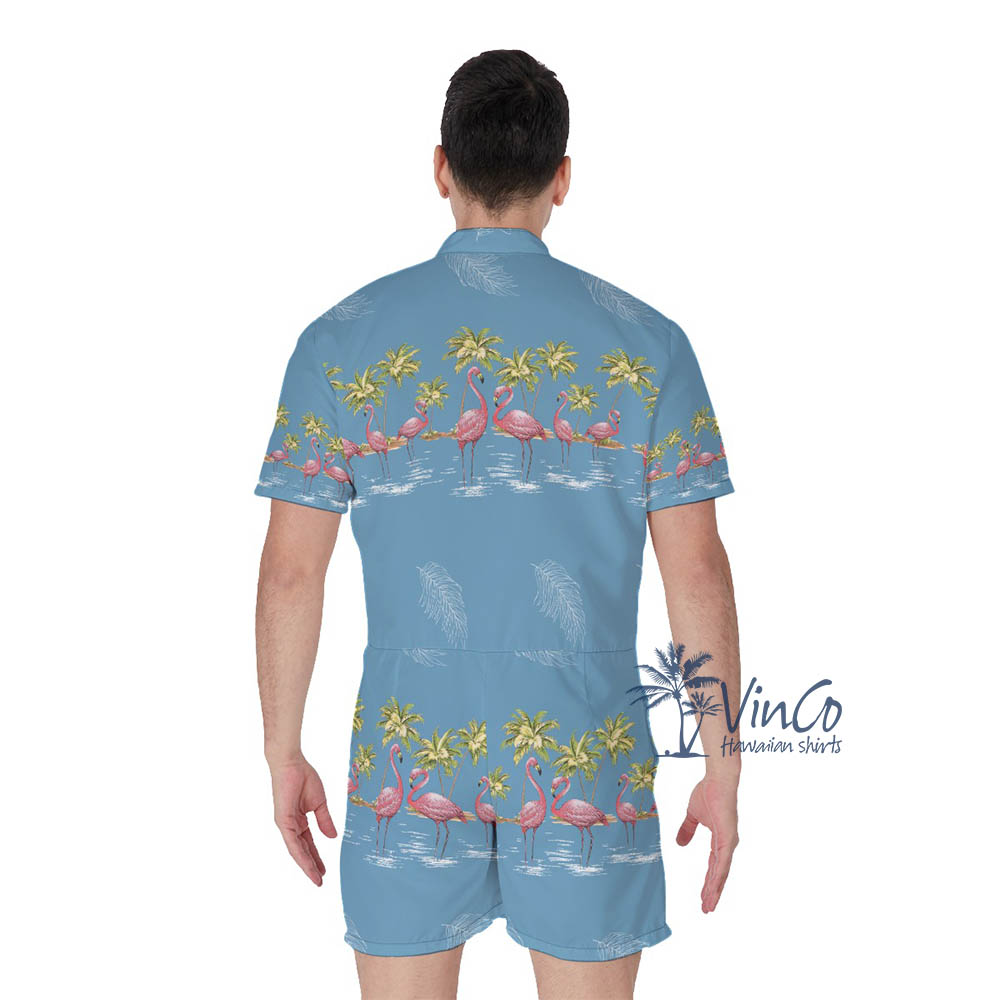 Vintage Flamingo Summer Romper For Men