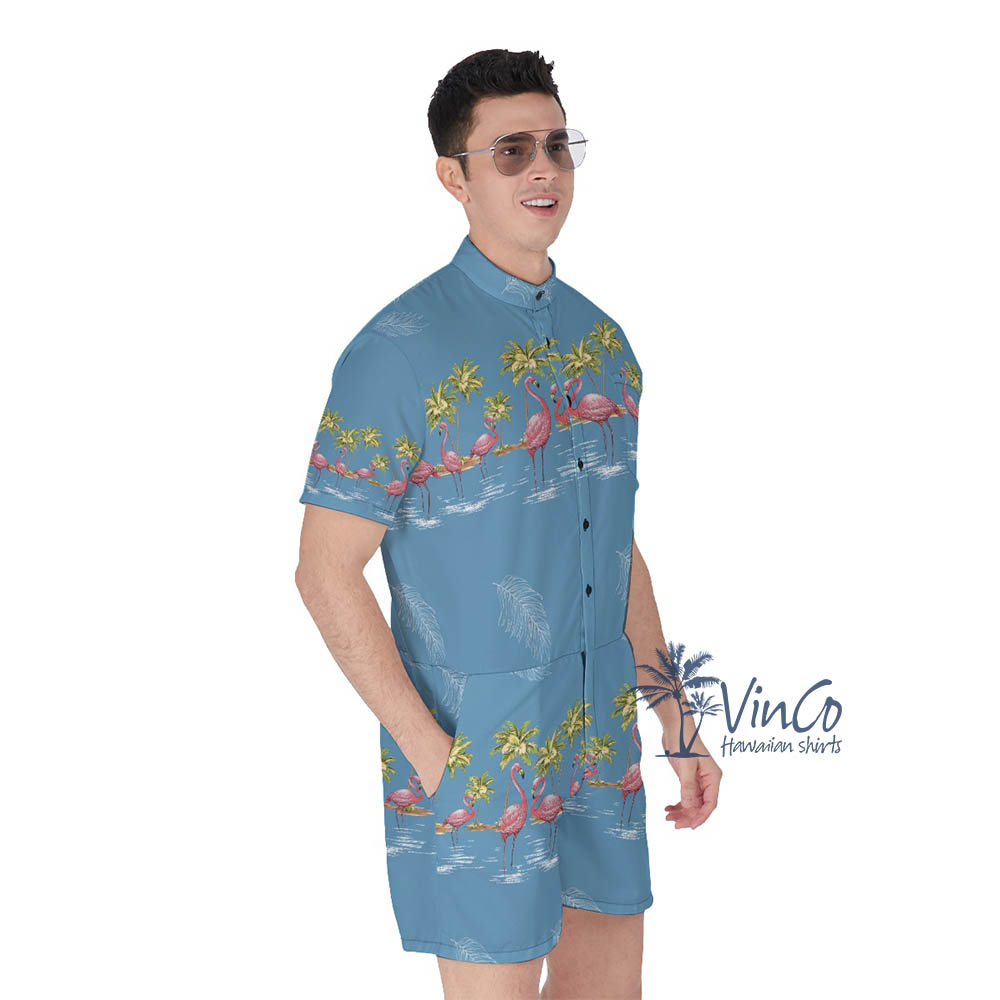 Vintage Flamingo Summer Romper For Men