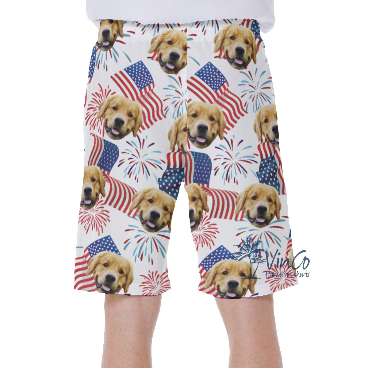 Patriotic Day Men's Hawaiian Shorts With Custom Face