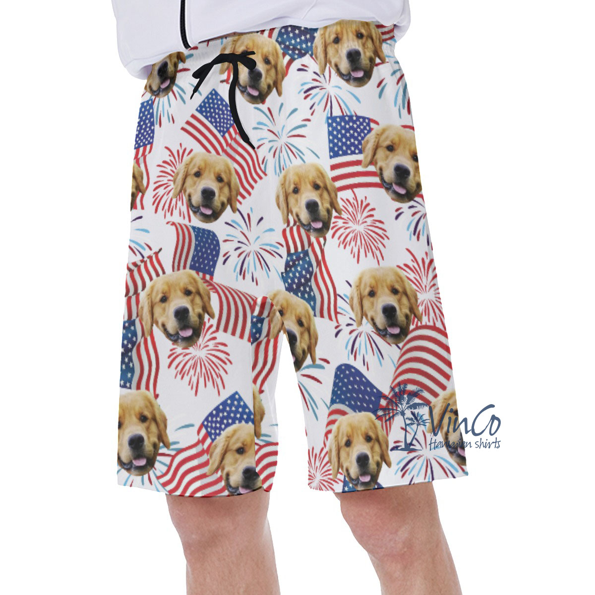 Patriotic Day Men's Hawaiian Shorts With Custom Face