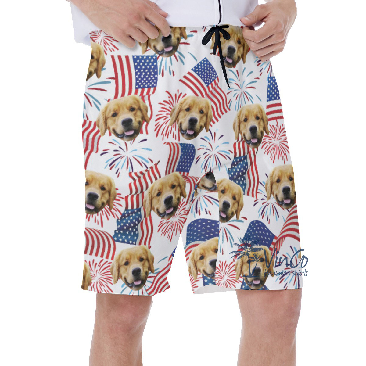 Patriotic Day Men's Hawaiian Shorts With Custom Face