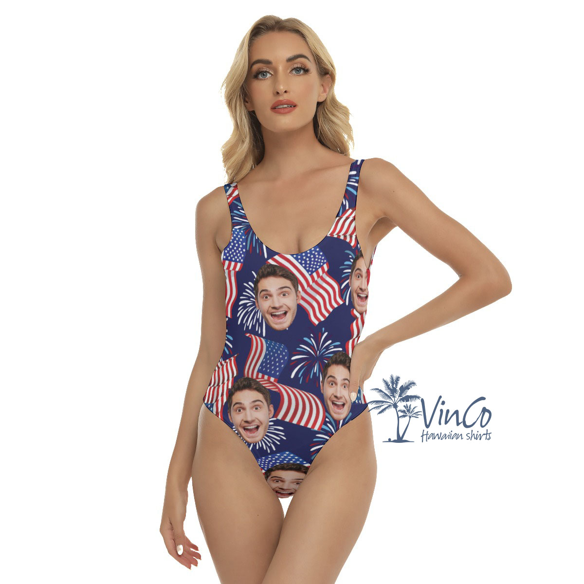 Custom 4th Of July Women's Swimsuit With Face - variant image 1