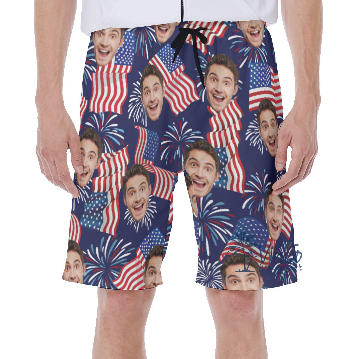 American Flag Custom Hawaiian Shorts With Multiple Faces - variant image 1