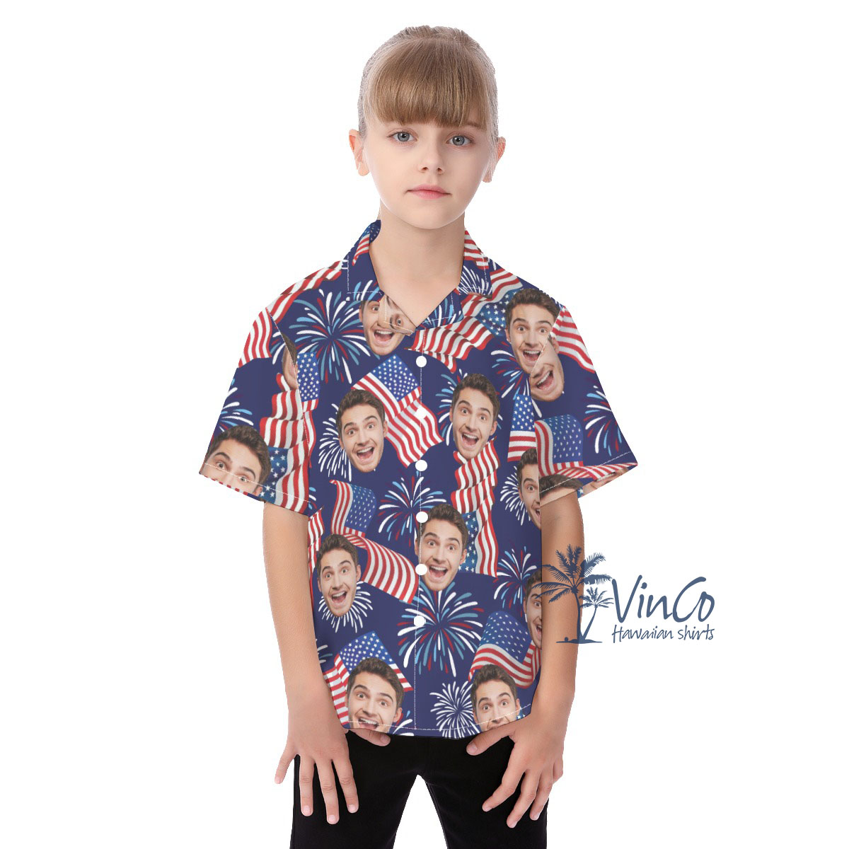 Custom Face Kids Hawaiian Shirt For 4th Of July - variant image 1