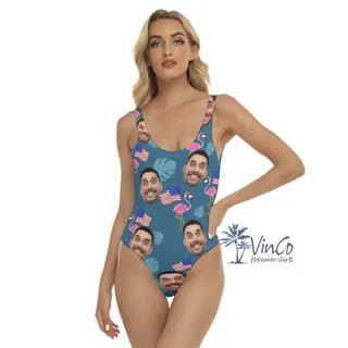 Custom Flamingo 4th Of July Hawaiian Swimsuits For Women