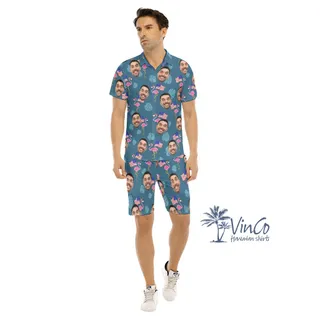 Patriotic Flamingo Personalized Hawaiian Shirt Shorts For Men