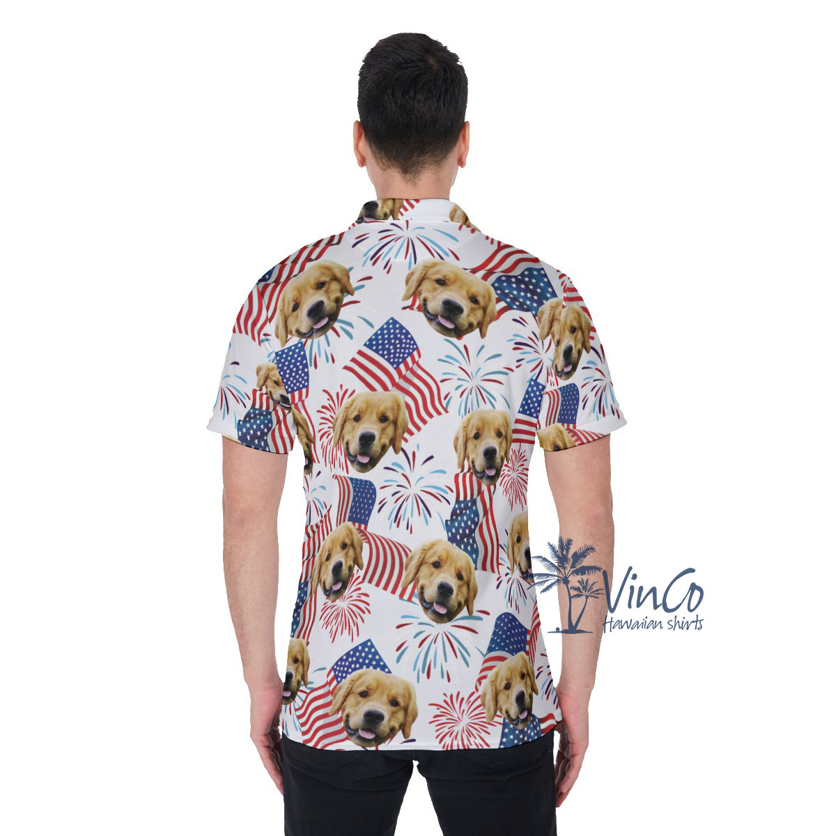 4th Of July Custom Men's Polo Shirt With Dog Face