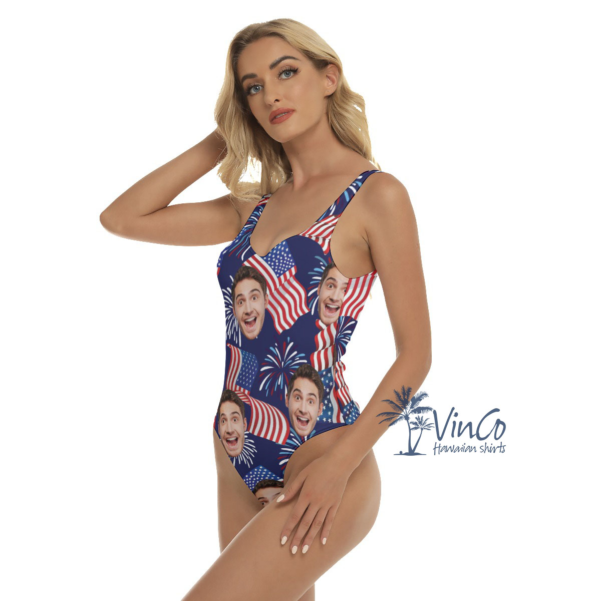 Custom 4th Of July Women's Swimsuit With Face