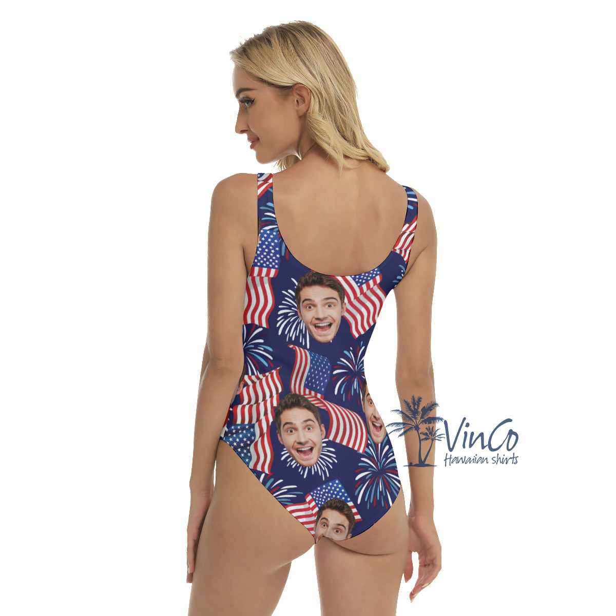 Custom 4th Of July Women's Swimsuit With Face