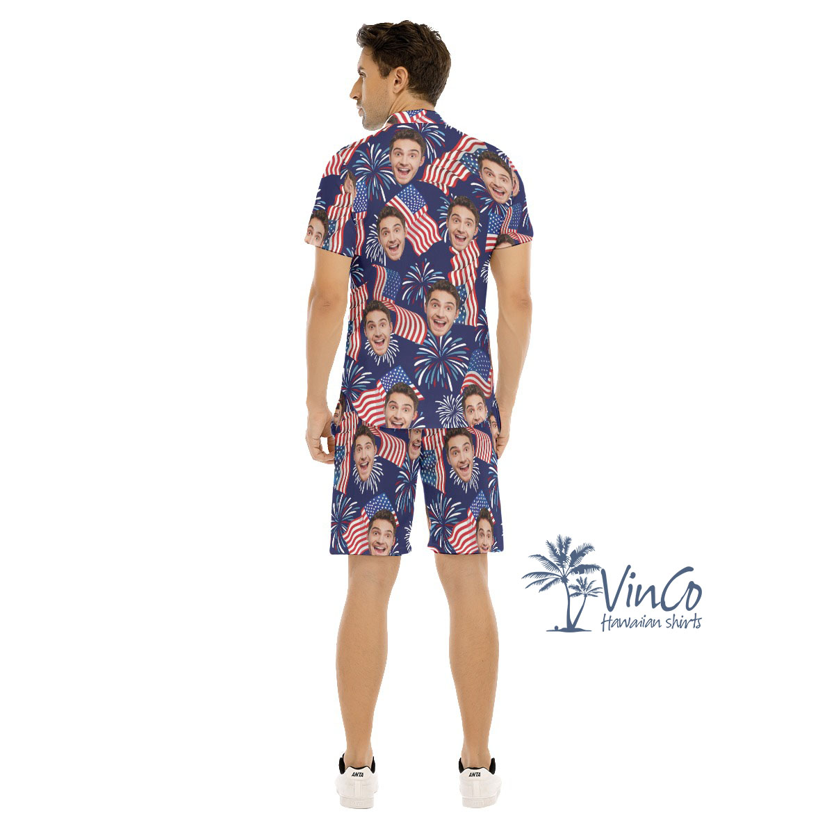 American Independent Day Custom Hawaiian Men's Set With Multiple Faces