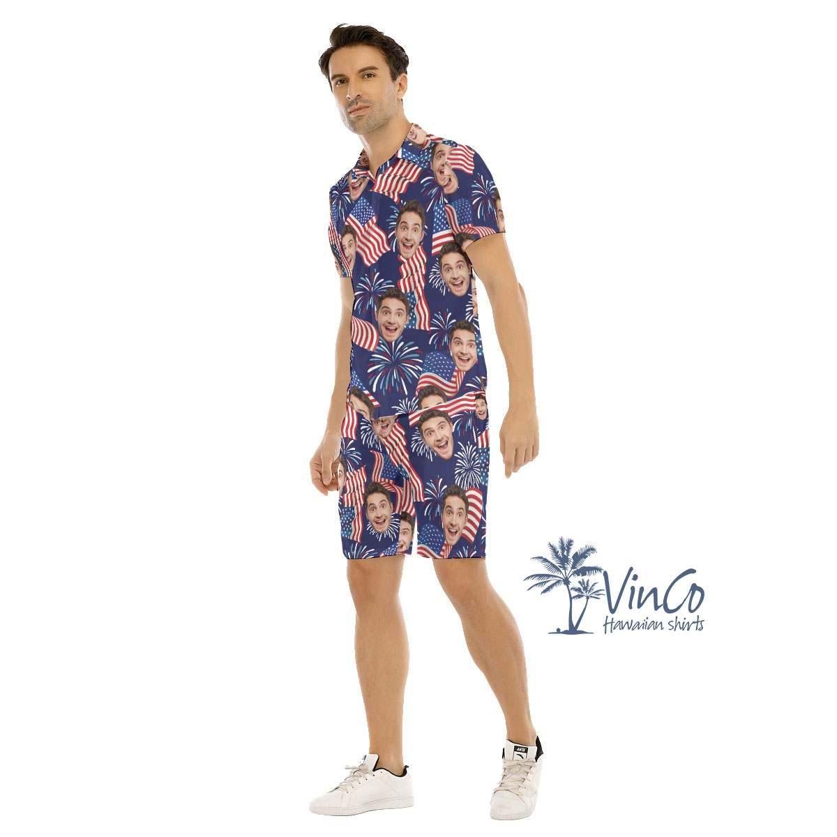 American Independent Day Custom Hawaiian Men's Set With Multiple Faces