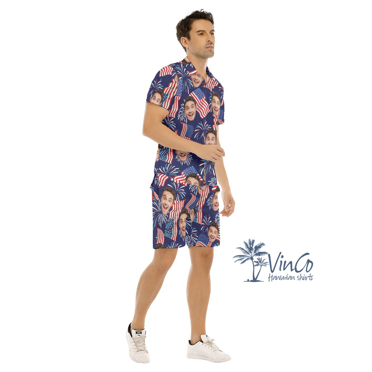 American Independent Day Custom Hawaiian Men's Set With Multiple Faces