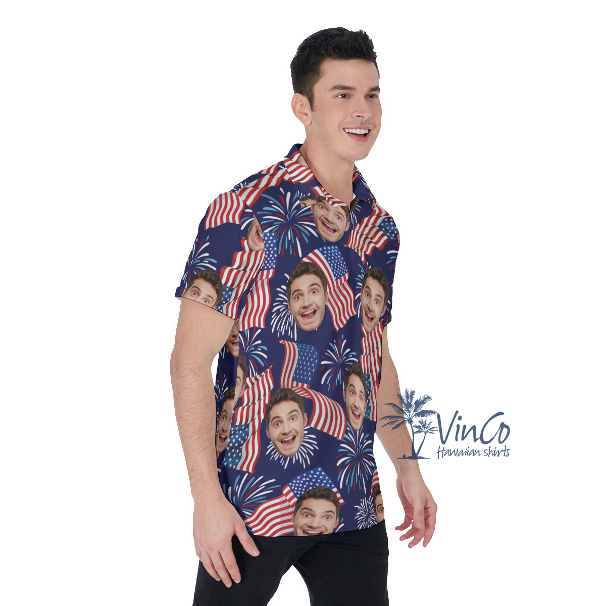 American Flag Custom Face Men's Polo Shirt For 4th Of July