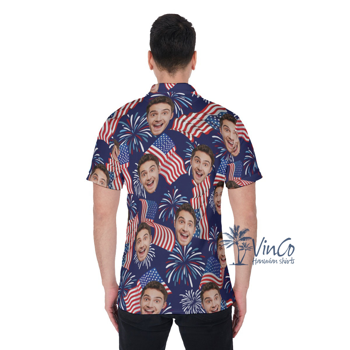 American Flag Custom Face Men's Polo Shirt For 4th Of July