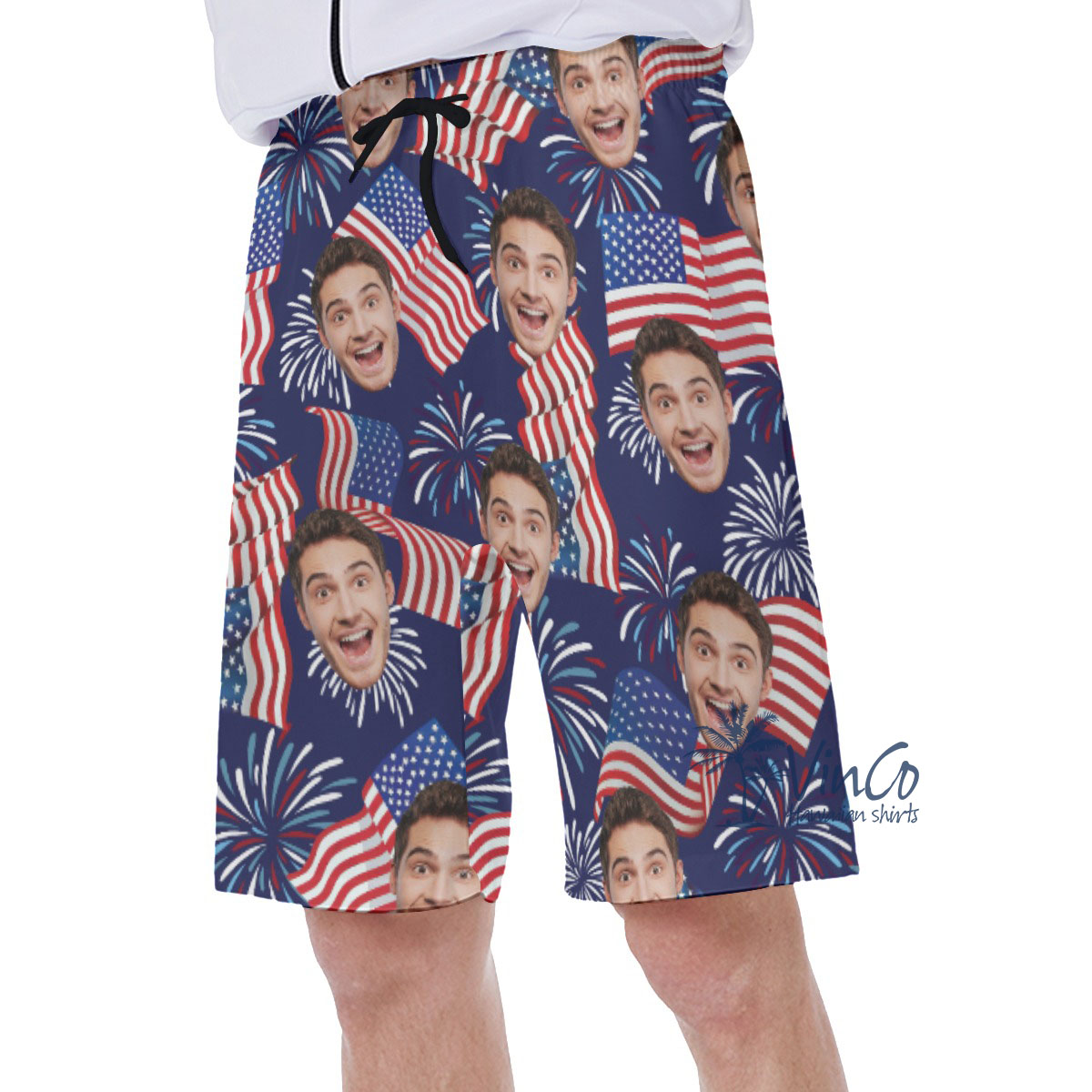 American Flag Custom Hawaiian Shorts With Multiple Faces