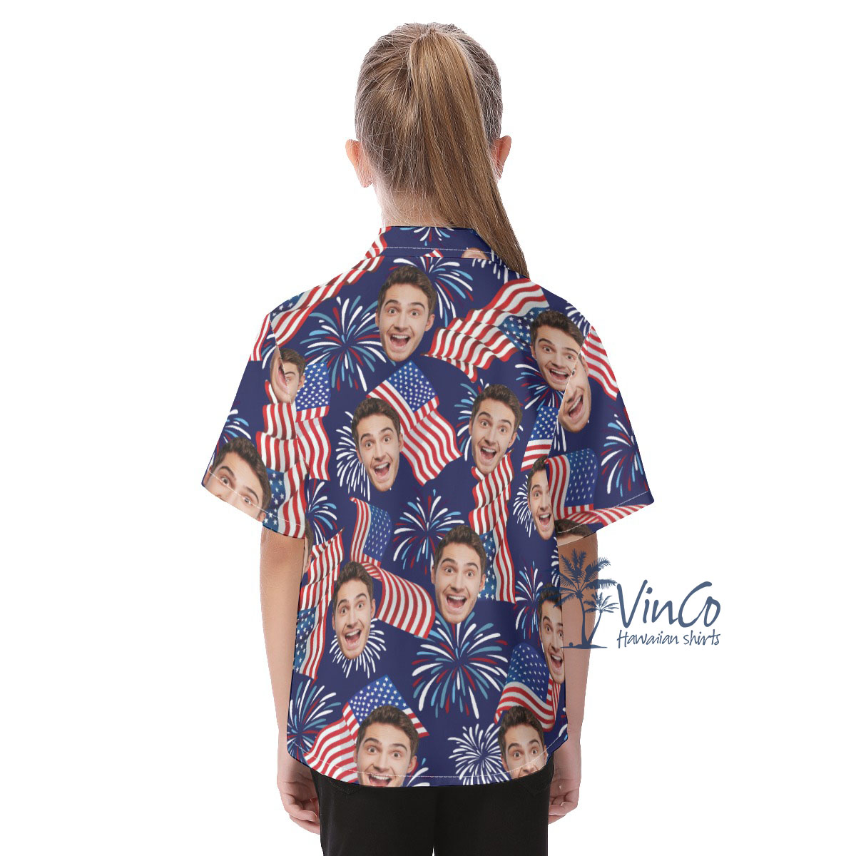 Custom Face Kids Hawaiian Shirt For 4th Of July