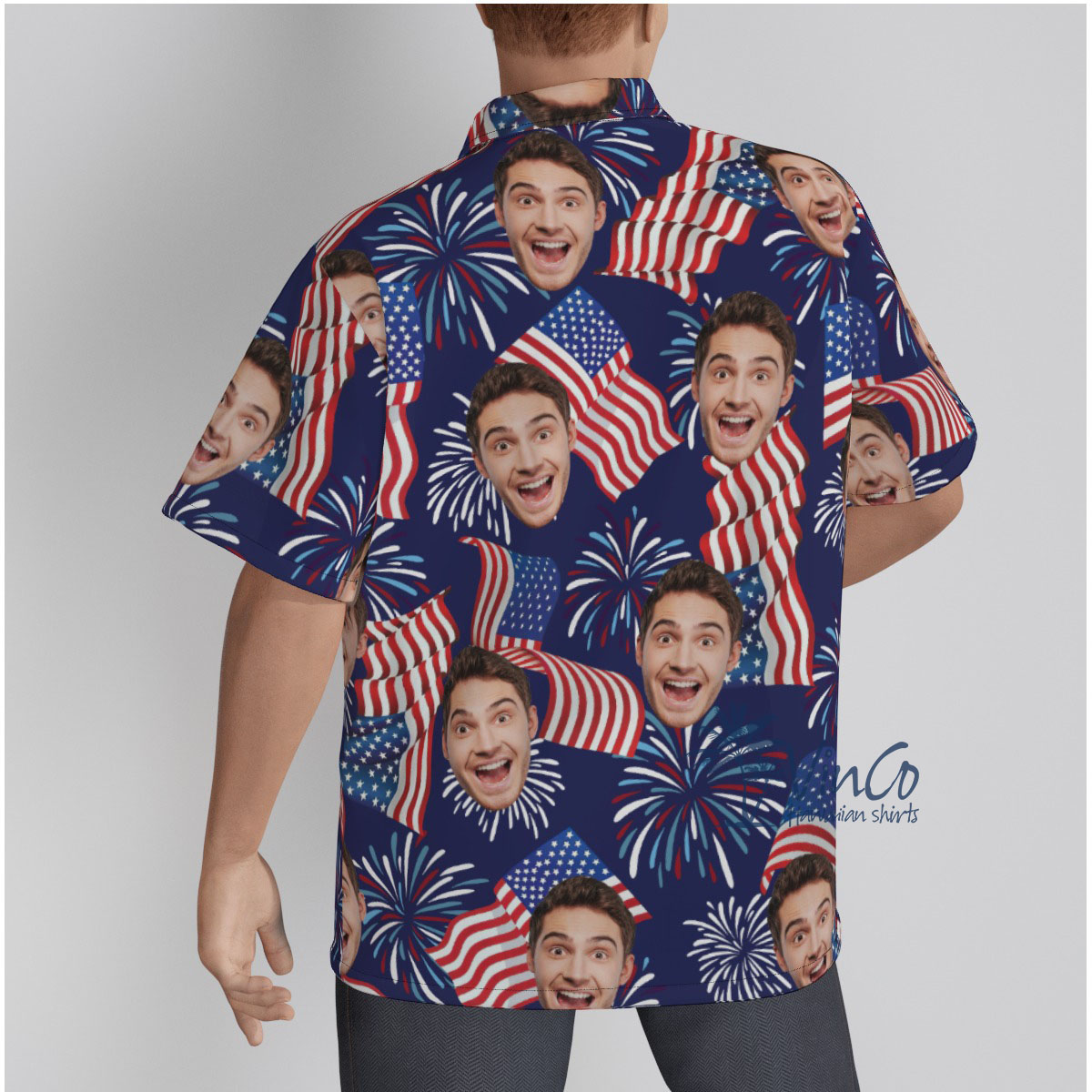American Flag Custom Face Men's Hawaiian Shirt