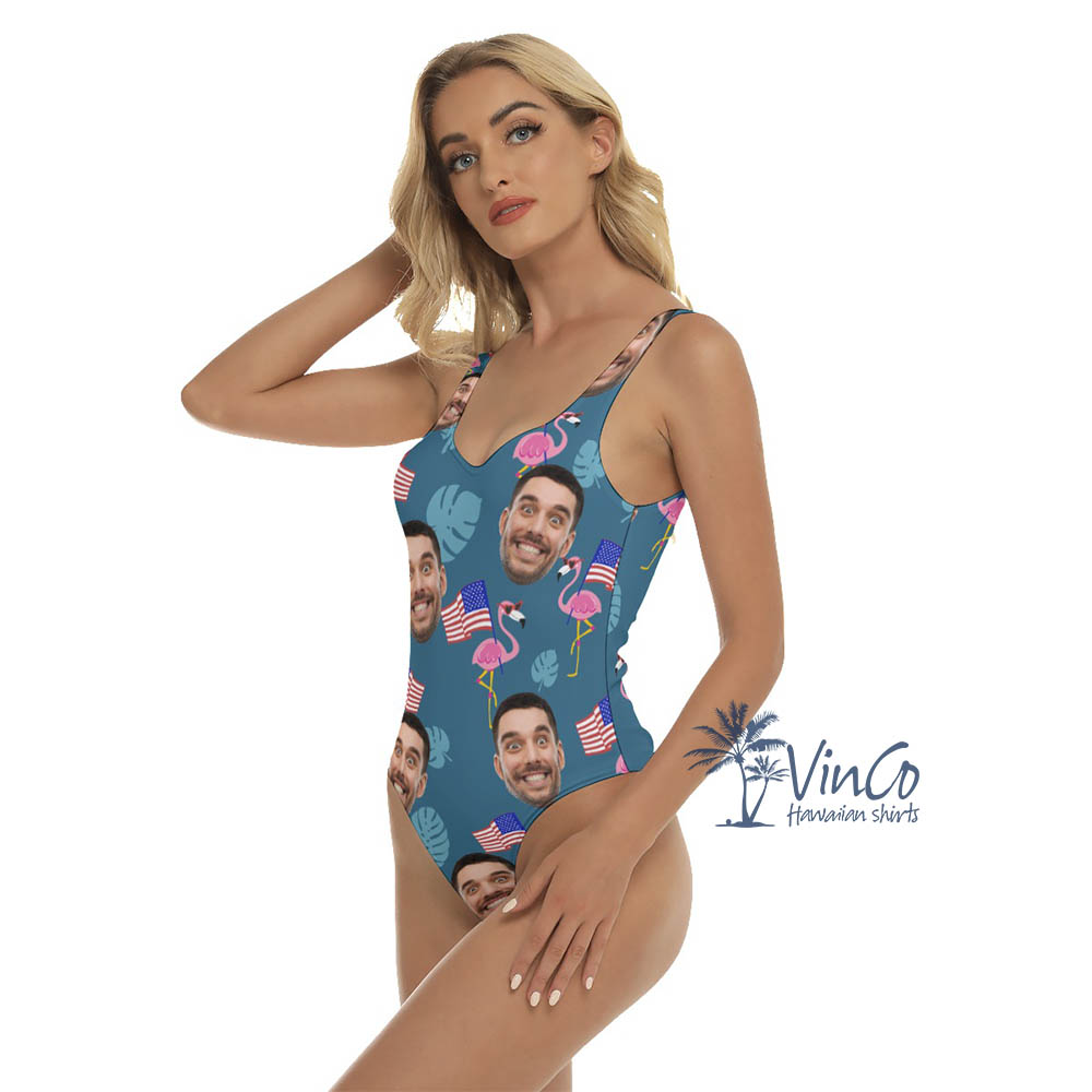 Custom Flamingo 4th Of July Hawaiian Swimsuits For Women